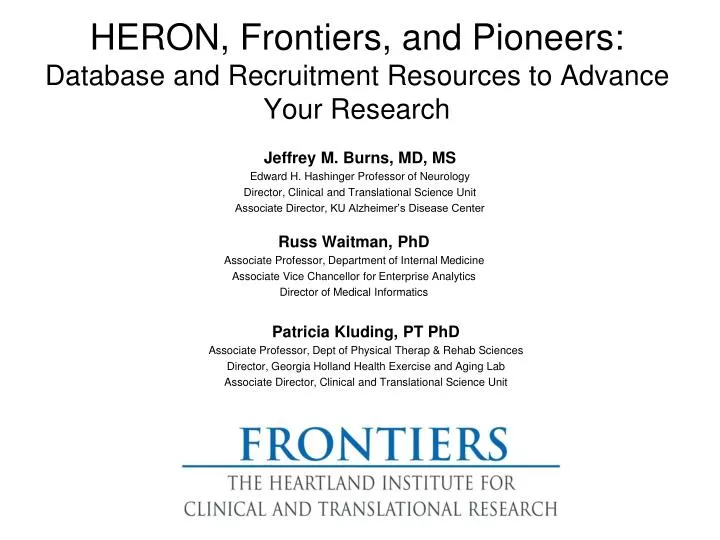 heron frontiers and pioneers database and recruitment resources to advance your research