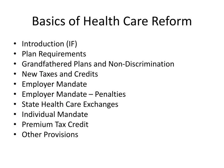 basics of health care reform