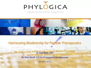 Harnessing Biodiversity for Peptide Therapeutics