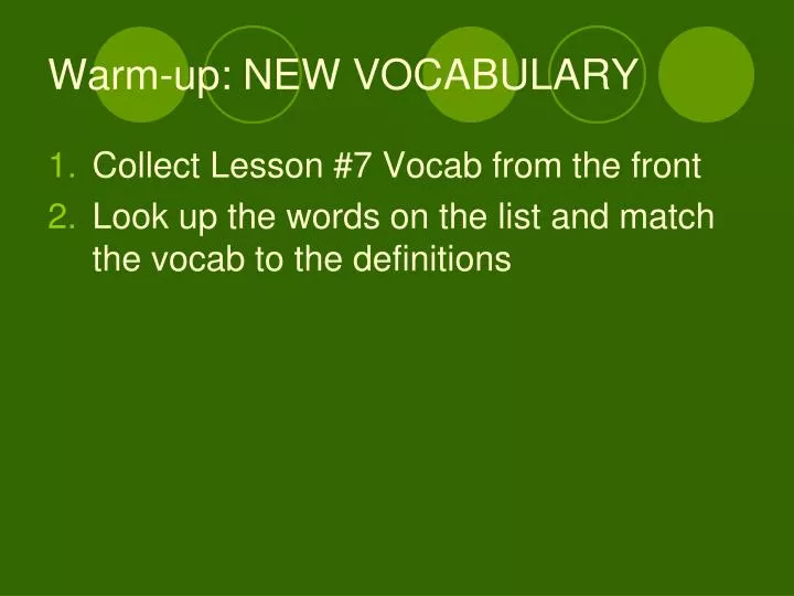 warm up new vocabulary