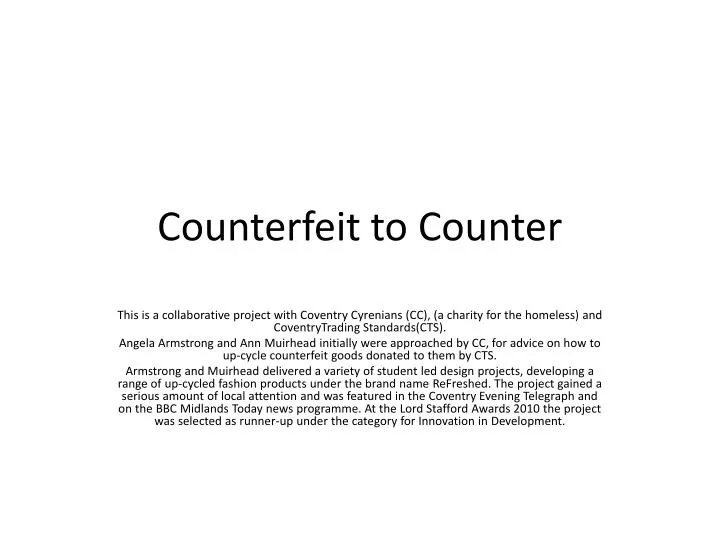 counterfeit to counter