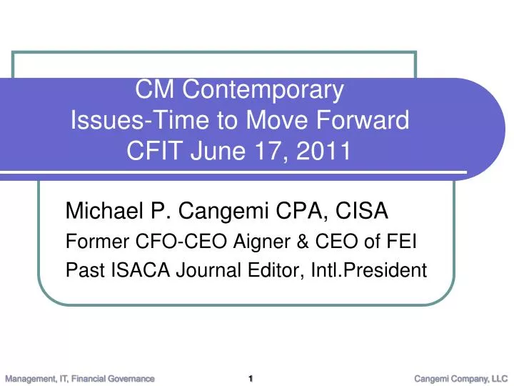 cm contemporary issues time to move forward cfit june 17 2011