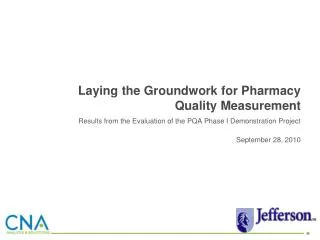 Laying the Groundwork for Pharmacy Quality Measurement