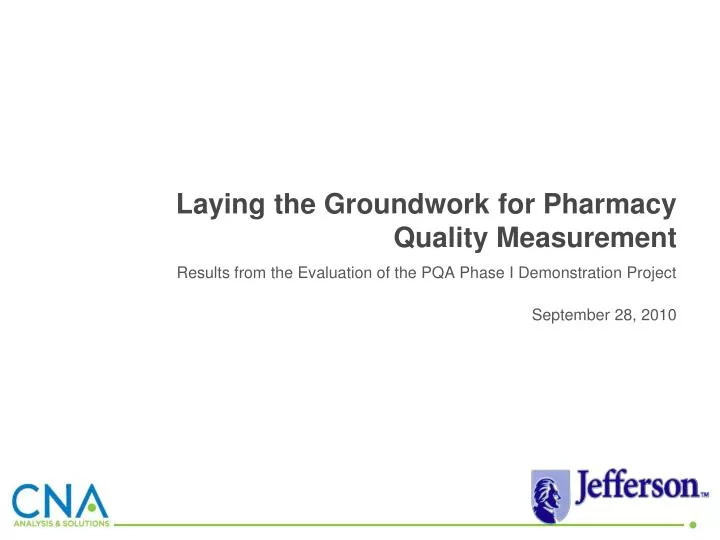 laying the groundwork for pharmacy quality measurement