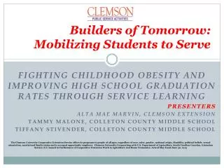 Builders of Tomorrow: Mobilizing Students to Serve