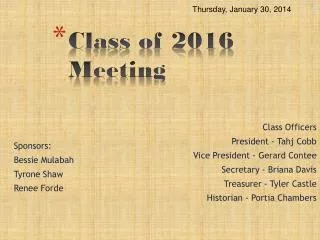 Class of 2016 Meeting