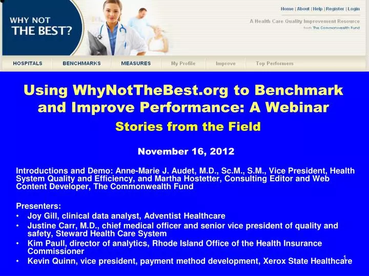 using whynotthebest org to benchmark and improve performance a webinar