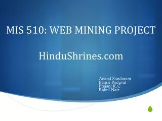 MIS 510: WEB MINING PROJECT HinduShrines.com
