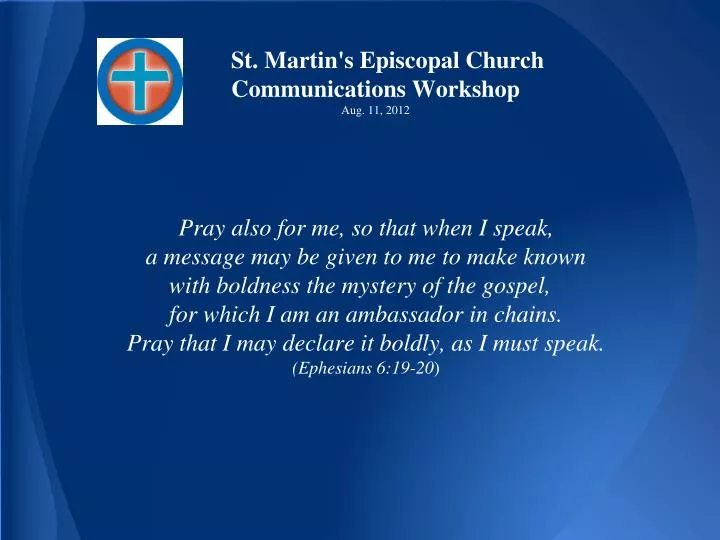 st martin s episcopal church communications workshop aug 11 2012