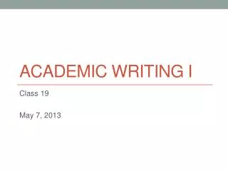 Academic writing i