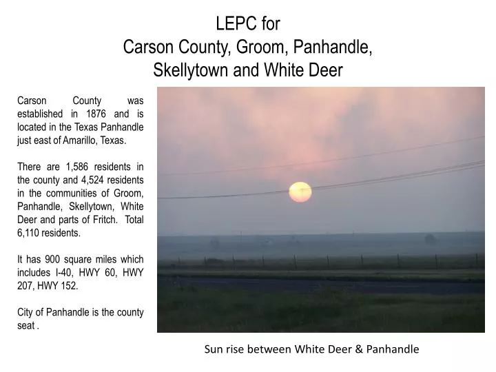 lepc for carson county groom panhandle skellytown and white deer