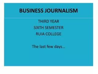 BUSINESS JOURNALISM