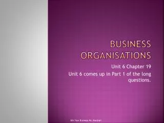 Business Organisations