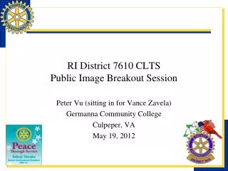 RI District 7610 CLTS Public Image Breakout Session