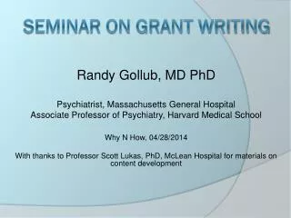 Seminar on Grant Writing