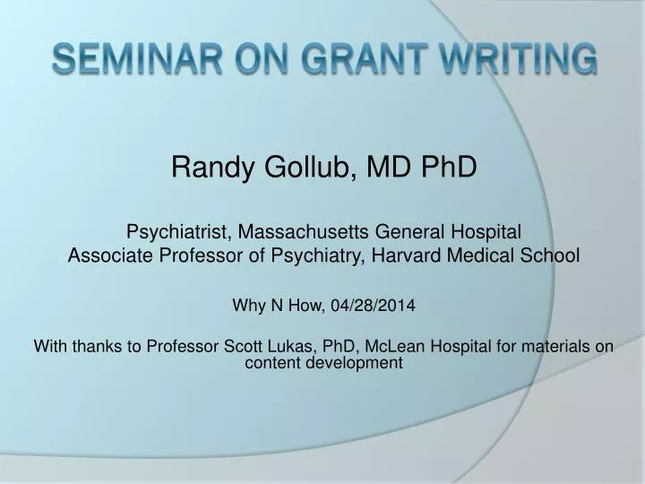seminar on grant writing