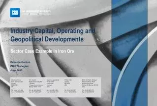 Industry Capital, Operating and Geopolitical Developments
