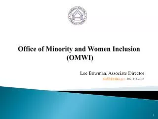 Office of Minority and Women Inclusion (OMWI)