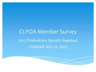 CLPOA Member Survey