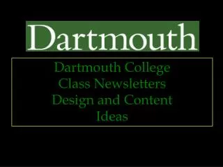 Dartmouth College Class Newsletters Design and Content Ideas