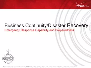 Business Continuity/Disaster Recovery Emergency Response Capability and Preparedness