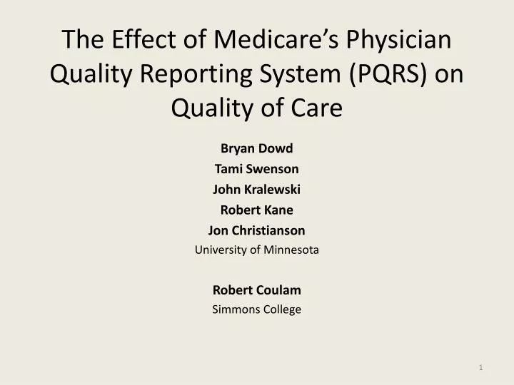 the effect of medicare s physician quality reporting system pqrs on quality of care