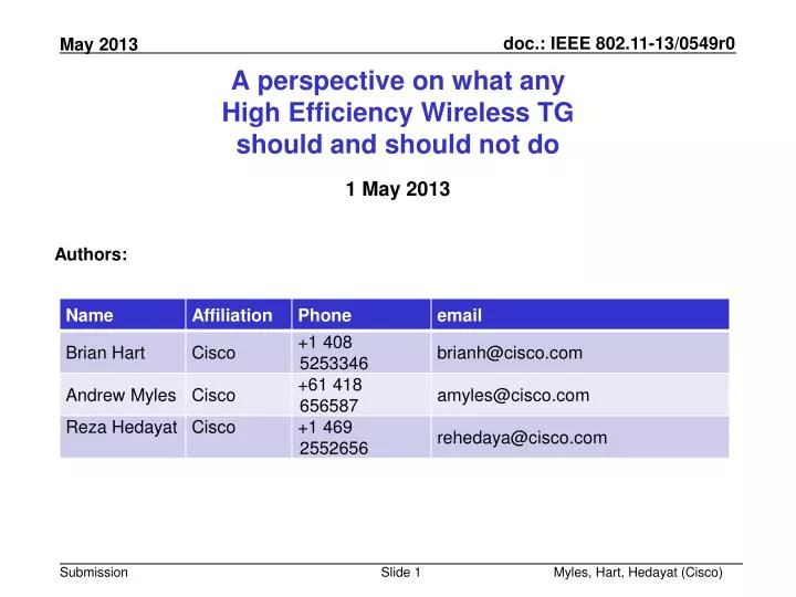 a p erspective on what any high efficiency wireless tg should and should not do
