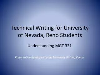 Technical Writing for University of Nevada, Reno Students