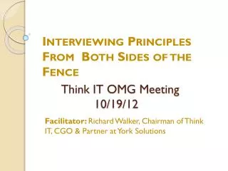 Think IT OMG Meeting 	 10/19/12