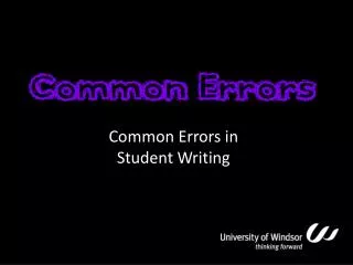 Common Errors in Student Writing
