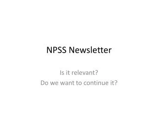 NPSS Newsletter