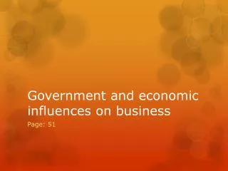 Government and economic influences on business