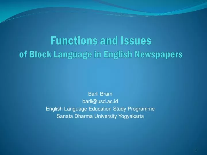 functions and issues of block language in english newspapers