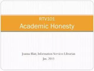 RTV101 Academic Honesty