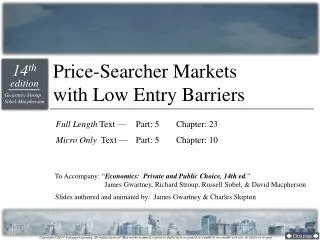 Price-Searcher Markets with Low Entry Barriers