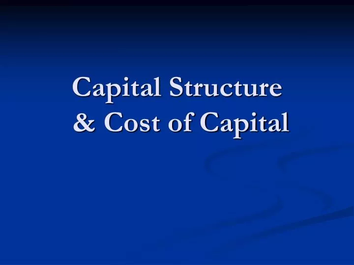 capital structure cost of capital