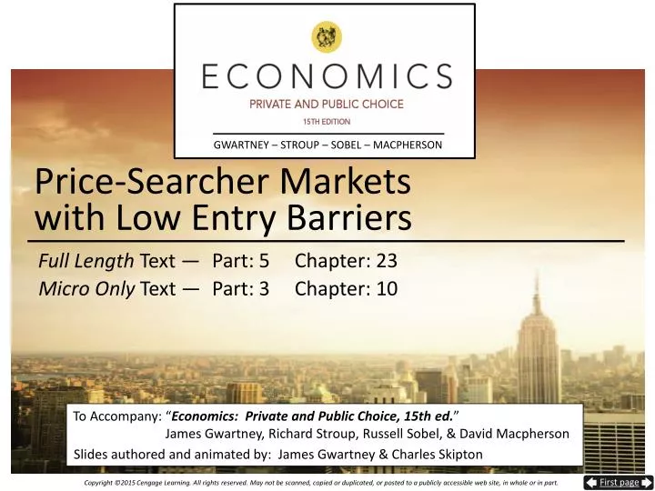 price searcher markets with low entry barriers