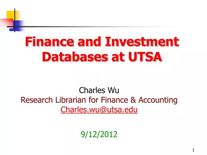 finance and investment databases at utsa