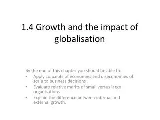 1.4 Growth and the impact of globalisation