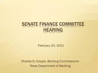 Senate Finance Committee HEARING