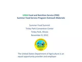 USDA Food and Nutrition Service (FNS) Summer Food Service Program Outreach Materials