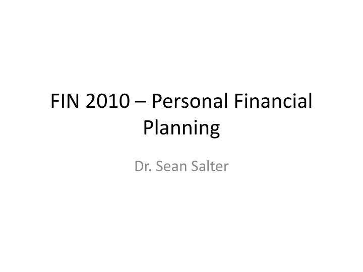 fin 2010 personal financial planning