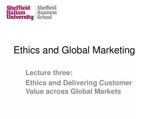 Ethics and Global Marketing