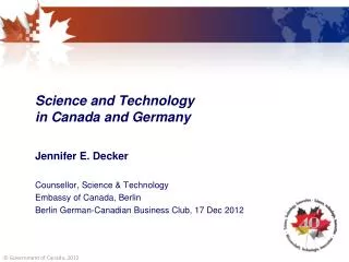 Science and Technology in Canada and Germany