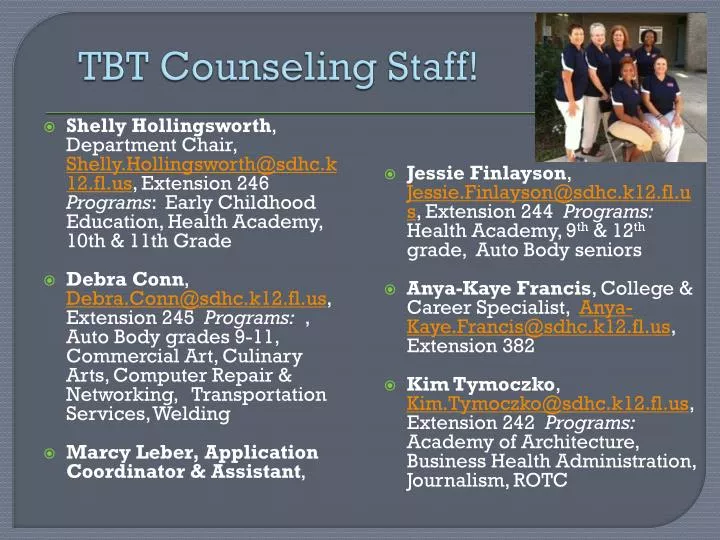 tbt counseling staff
