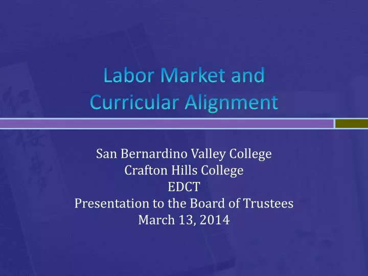 labor market and curricular alignment