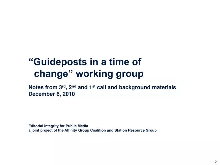 guideposts in a time of change working group