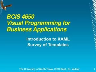 BCIS 4650 Visual Programming for Business Applications