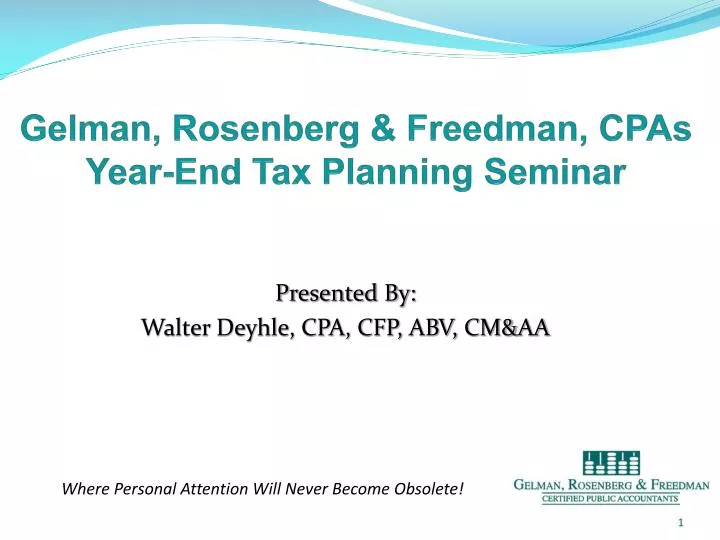 gelman rosenberg freedman cpas year end tax planning seminar