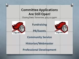 Committee Applications Are Still Open! Closing Date: Tomorrow, 9/25 11:59pm